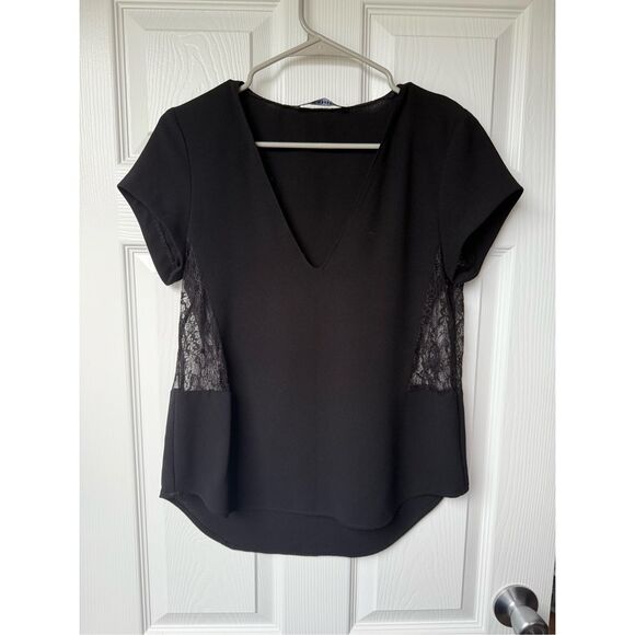 Zara Blouse Medium Woman's Black Blouse Dark Academia Gorp Fairy Goth - Picture 1 of 4